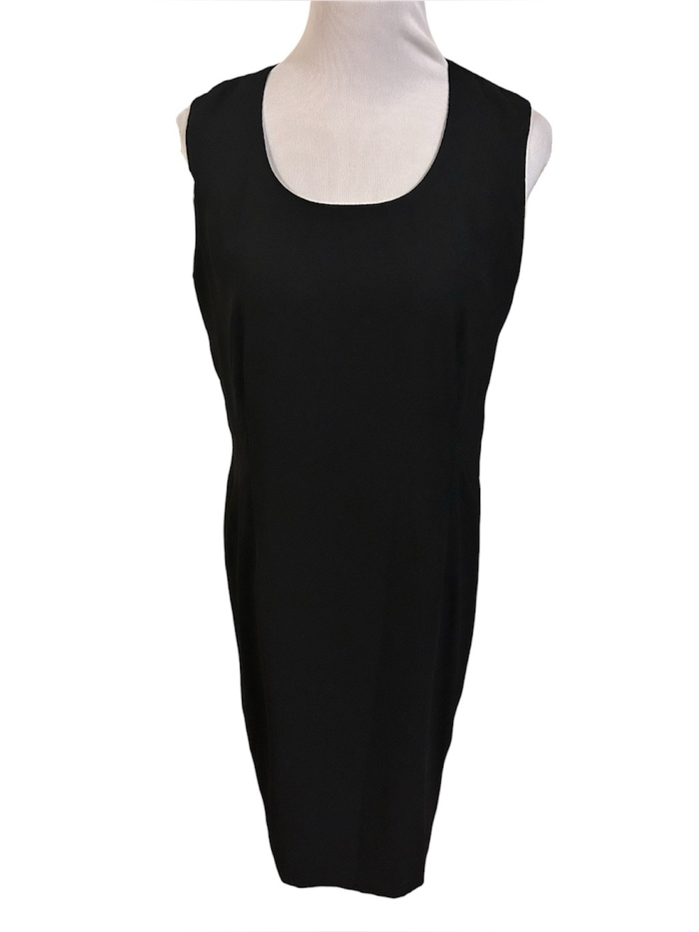 vintage 80s retro midi black pleated dress semi-sheer/lined women’s large//xl